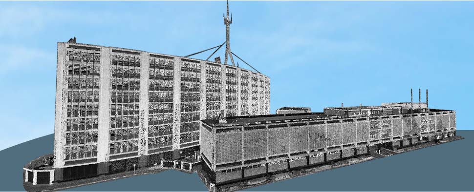 Architectural point cloud model for a police station