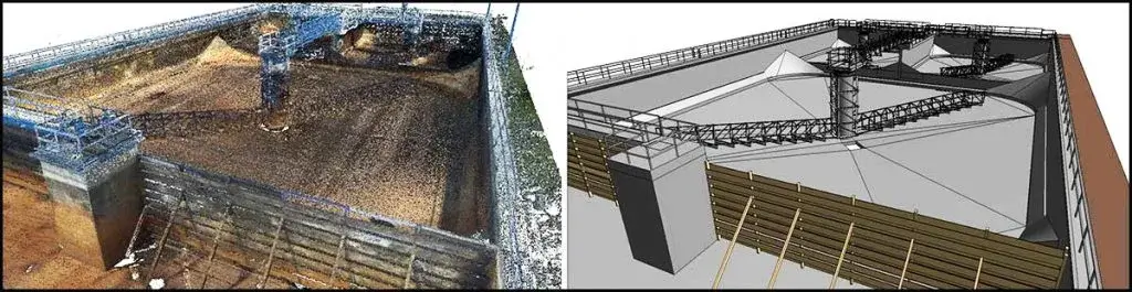 Point cloud to BIM model for a water treatment plant